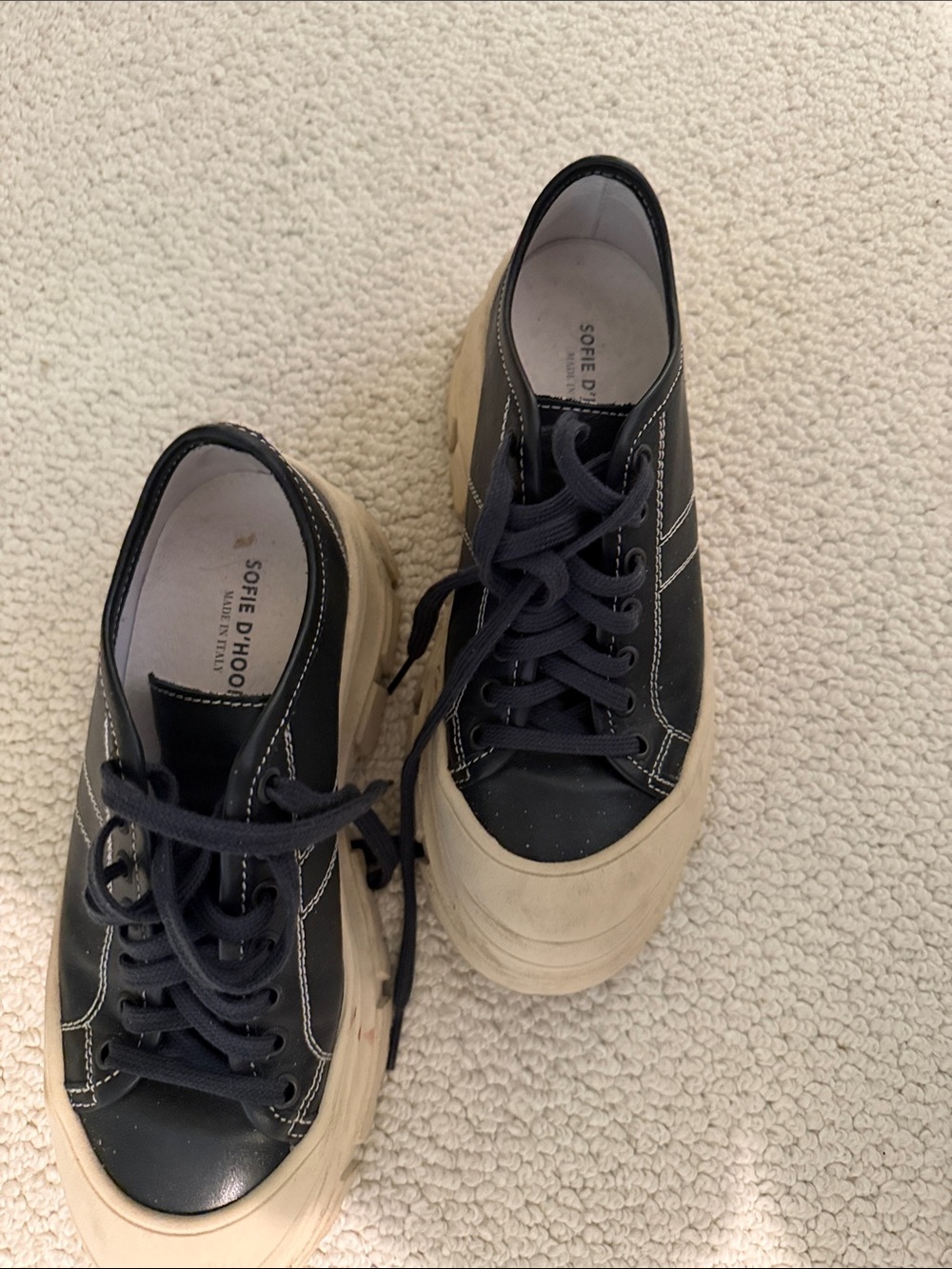 Sofie D'Hoore Black Leather Sneakers with Cream Soles